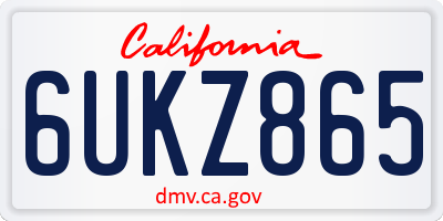 CA license plate 6UKZ865