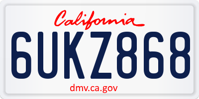 CA license plate 6UKZ868