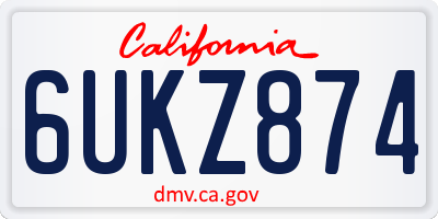 CA license plate 6UKZ874