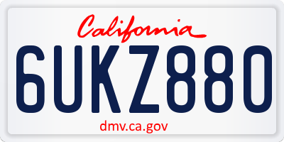 CA license plate 6UKZ880