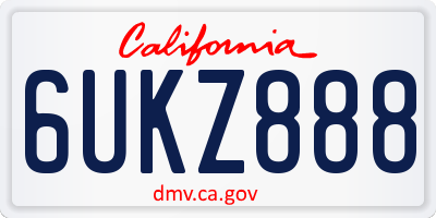CA license plate 6UKZ888
