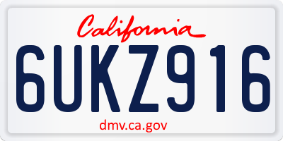 CA license plate 6UKZ916