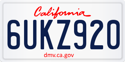 CA license plate 6UKZ920