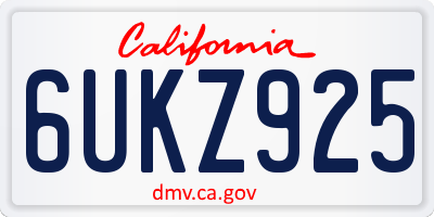 CA license plate 6UKZ925