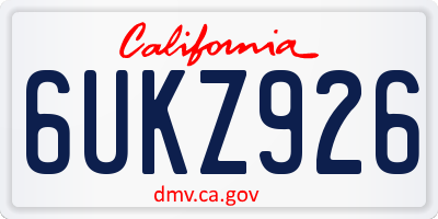 CA license plate 6UKZ926
