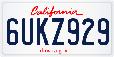 CA license plate 6UKZ929