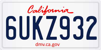 CA license plate 6UKZ932