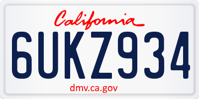 CA license plate 6UKZ934