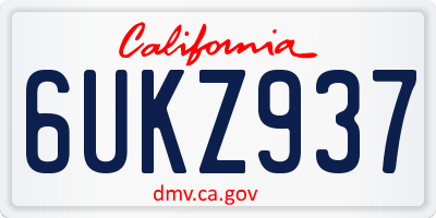 CA license plate 6UKZ937