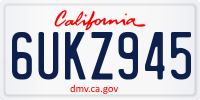 CA license plate 6UKZ945