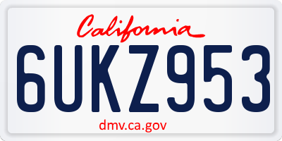 CA license plate 6UKZ953