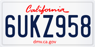 CA license plate 6UKZ958