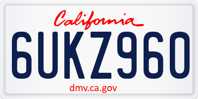 CA license plate 6UKZ960
