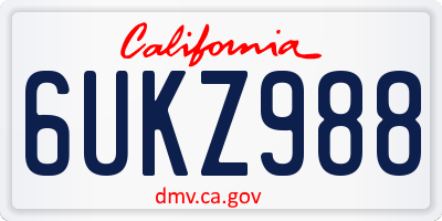 CA license plate 6UKZ988