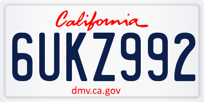 CA license plate 6UKZ992