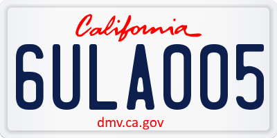 CA license plate 6ULA005