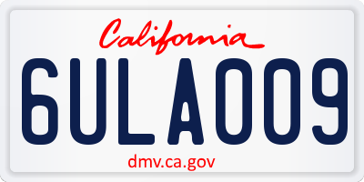 CA license plate 6ULA009