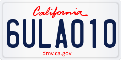CA license plate 6ULA010
