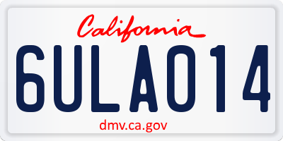 CA license plate 6ULA014