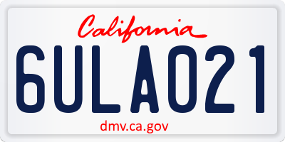 CA license plate 6ULA021