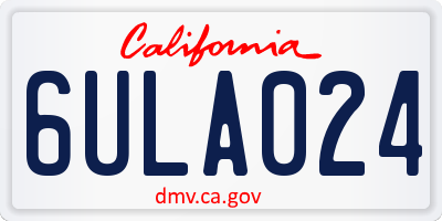 CA license plate 6ULA024