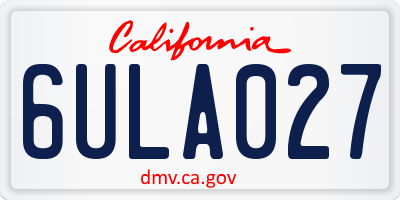 CA license plate 6ULA027
