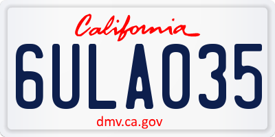 CA license plate 6ULA035