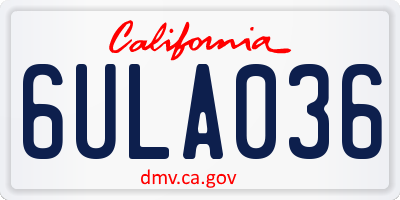 CA license plate 6ULA036