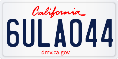CA license plate 6ULA044