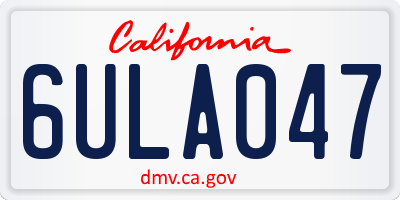 CA license plate 6ULA047