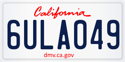 CA license plate 6ULA049
