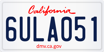CA license plate 6ULA051