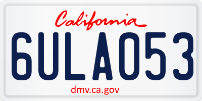 CA license plate 6ULA053