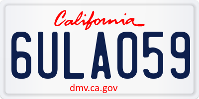 CA license plate 6ULA059