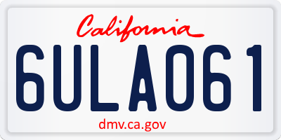 CA license plate 6ULA061