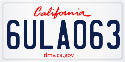 CA license plate 6ULA063