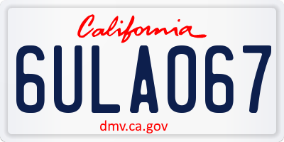 CA license plate 6ULA067
