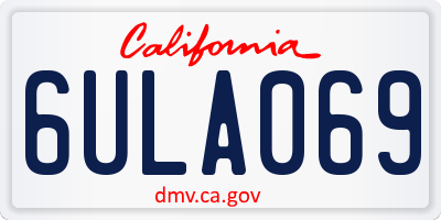 CA license plate 6ULA069
