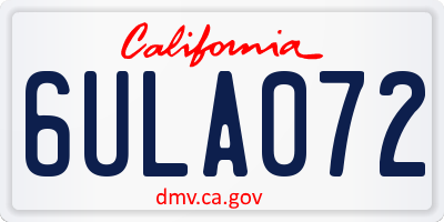CA license plate 6ULA072