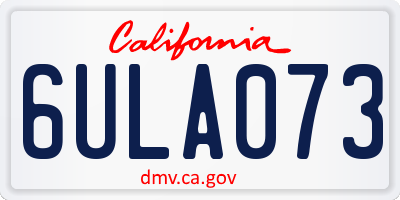 CA license plate 6ULA073