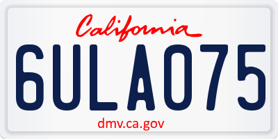 CA license plate 6ULA075
