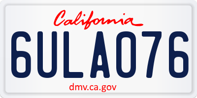 CA license plate 6ULA076