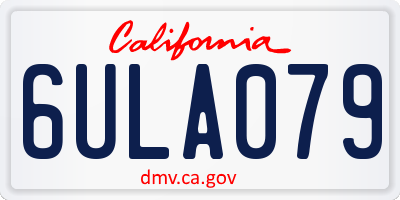 CA license plate 6ULA079