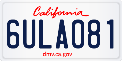CA license plate 6ULA081