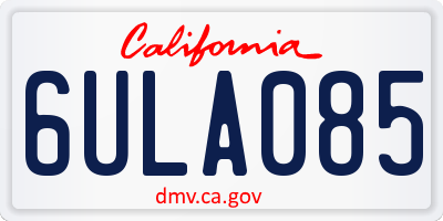CA license plate 6ULA085