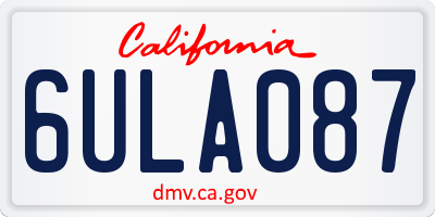 CA license plate 6ULA087
