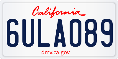 CA license plate 6ULA089