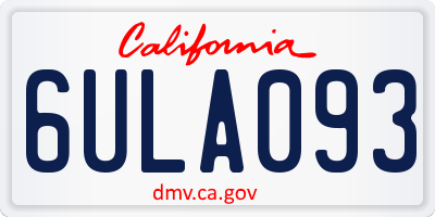 CA license plate 6ULA093