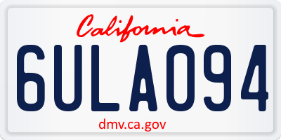 CA license plate 6ULA094