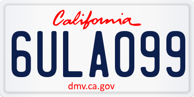 CA license plate 6ULA099